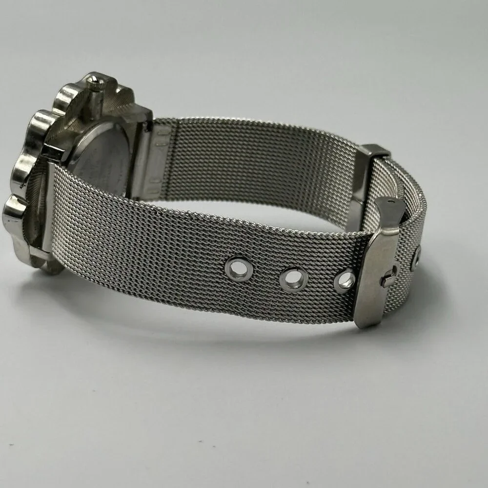 3/$30 Studio Time Watch Women Silver Tone Rhinestone Flower Case New Battery